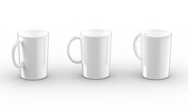 Set Caneca Mock Isolado Fundo Branco Claro Cup Ilustração Renderizar — Fotografia de Stock