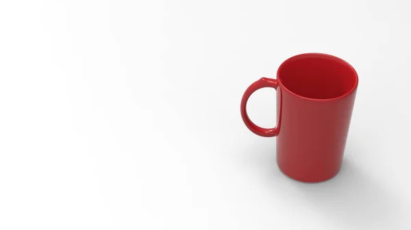 Caneca Vermelha Simular Isolado Fundo Branco Claro Cup Ilustração Renderizar — Fotografia de Stock