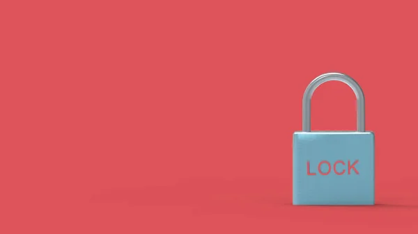 Pad Lock Candado Rojo Con Palabra Bloqueo Metal Sobre Fondo — Foto de Stock