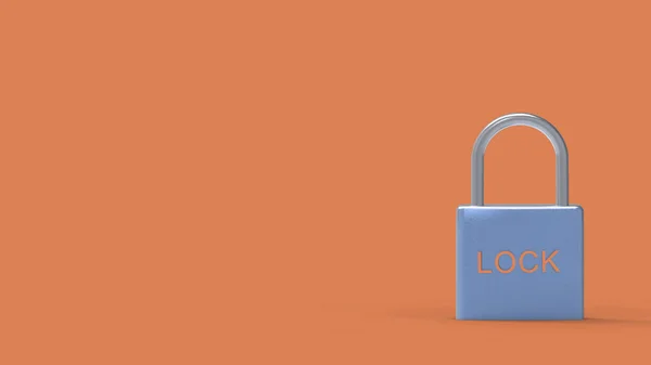 Pad Lock Orange Padlock Word Lock Metal Mustard Background Online — Stock Photo, Image