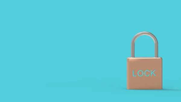 Pad Lock Candado Azul Con Palabra Bloqueo Metal Sobre Fondo — Foto de Stock