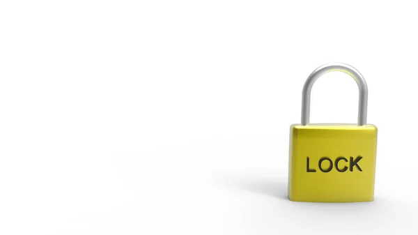 Pad Lock Golden Yellow Metal Padlock Word Lock Metal White — Stock Photo, Image