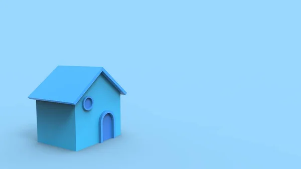 Pequena Casa Azul Com Fundo Azul Claro Venda Casas Para — Fotografia de Stock