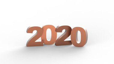 Yeni Yıl 2020 Altın kalın harfler 3D çizim