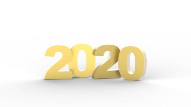 Yeni Yıl 2020 Altın kalın harfler 3D çizim
