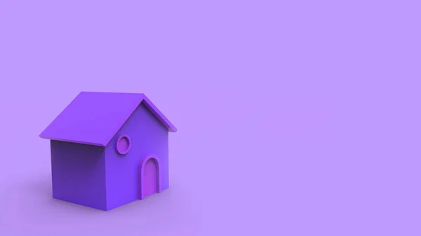 Kleines Violettes Haus Mit Hellem Cyan Hintergrund Verkauf Von Häusern — Stockfoto