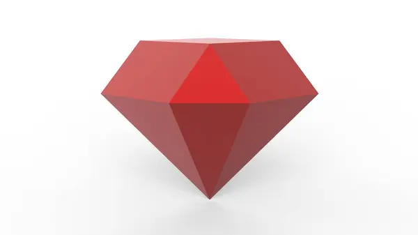 红色钻石透明宝石晶体3D浅蓝色钻石 深灰色背景 使插图孤立 低的多模型简单与复制空间为您的文本 — 图库照片