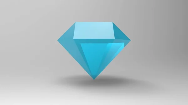 Diamante Transparente Jóia Cristal Luz Azul Diamante Escuro Fundo Cinza — Fotografia de Stock