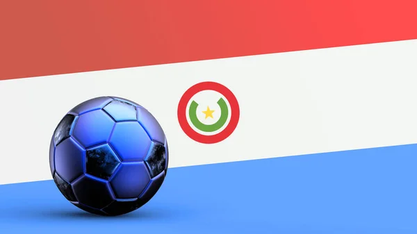 Flag of paraguay with metal soccer ball, national soccer flag, soccer world cup, football european soccer, american and african championship, 3d render background hd illustration