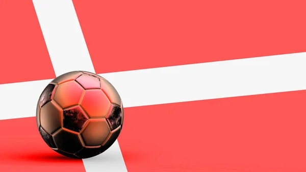 Flag of Denmark with metal soccer ball, national soccer flag, soccer world cup, football european soccer, american and african championship, 3d render background hd illustration