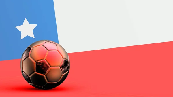 Metal futbol topu, milli futbol bayrağı, futbol dünya kupası, futbol Avrupa futbolu, Amerikan ve Afrika şampiyonası, 3D arka plan resimleme