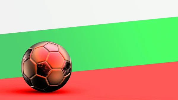 Flag of bulgaria with metal soccer ball, national soccer flag, soccer world cup, football european soccer, american and african championship, 3d render background hd illustration