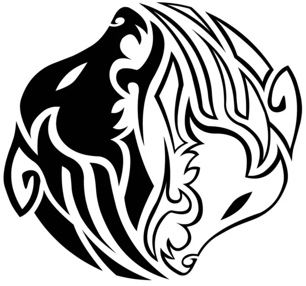 Tattoo Maori Yin Yang Wolves — Stock Photo, Image
