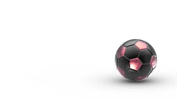 Pallone Calcio Metallo Rosso Nero Isolato Sfondo Bianco Calcio Rendering — Foto Stock