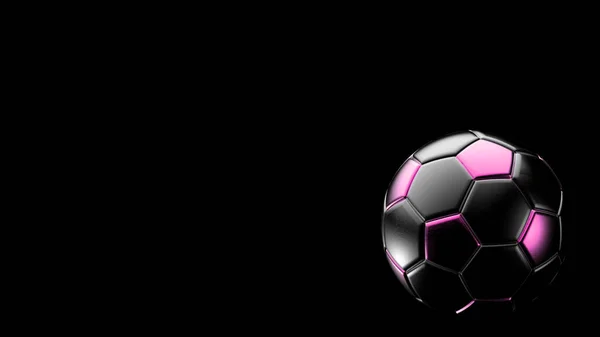 Ροζ Και Μαύρο Μπάλα Ποδοσφαίρου Μέταλλο Απομονώνονται Μαύρο Φόντο Ποδόσφαιρο — Φωτογραφία Αρχείου