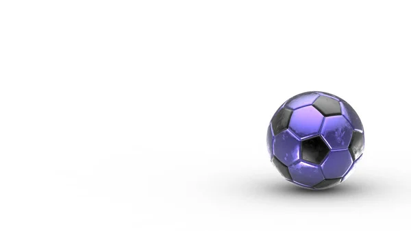 Pallone Calcio Metallo Viola Nero Isolato Sfondo Bianco Calcio Rendering — Foto Stock