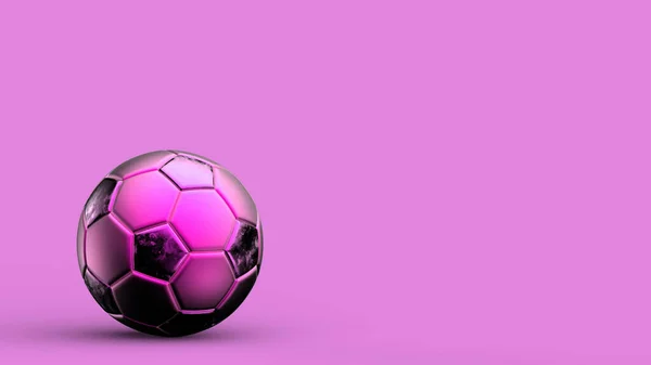 Ροζ Και Μαύρο Μπάλα Ποδοσφαίρου Μέταλλο Απομονώνονται Έγχρωμο Φόντο Ποδόσφαιρο — Φωτογραφία Αρχείου