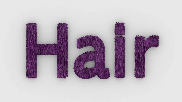 Волосы Слово Фиолетовый Белом Фоне Рисовать Пушистые Буквы Концепцию Прически — стоковое фото