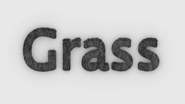 白い背景に3Dワードグレー 新鮮な草の文字の孤立イラスト ヴィラの芝生 ゴルフ場だ 花壇のある庭 テンプレートバナーの3Dレンダリング高品質 — ストック写真