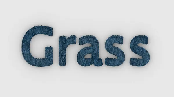 Gras Wort Blau Auf Weißem Hintergrund Frische Grass Briefe Isolierte — Stockfoto