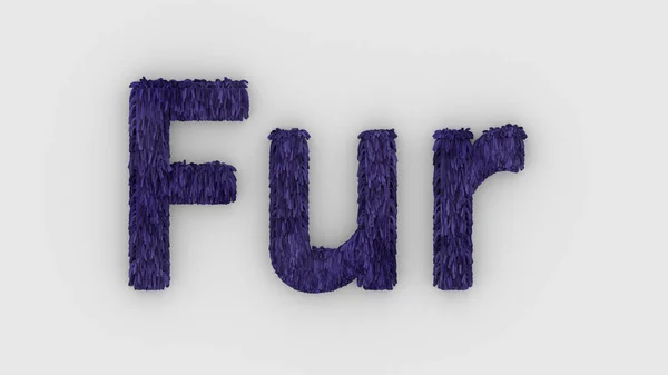 Fur Violet Word Isolated White Background Realistic Render Furry Letters — Stock Photo, Image