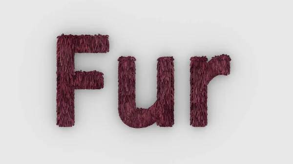 Fur Red Word Isolated White Background Realistic Render Furry Letters — Stock Photo, Image