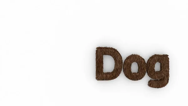 Dog Word Brown White Background Render Furry Letters Dog Pets — Stock Photo, Image