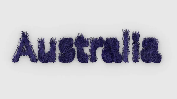Australia Słowo Fioletowy Białym Tle Renderowanie Futrzanych Liter Australia Zwierząt — Zdjęcie stockowe
