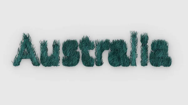 Australia Parola Azzurro Sfondo Bianco Resa Lettere Pelose Australia Animale — Foto Stock