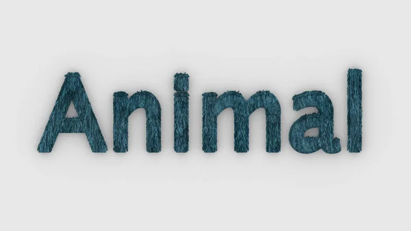 Animal Word Azure White Background Render Furry Letters Hair Pets — Stock Photo, Image