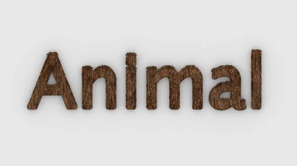 Animal Word Brown White Background Render Furry Letters Hair Pets — Stock Photo, Image