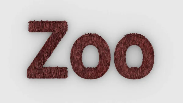 Zoo Word Red White Background Render Furry Letters Wild Zoo — Stock Photo, Image