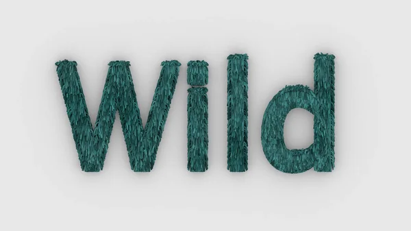 Wild Woord Azuurblauw Witte Achtergrond Maak Harige Brieven Haar Wilde — Stockfoto