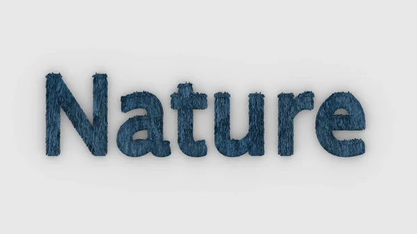 Nature Mot Bleu Sur Fond Blanc Herbe Fraîche Lettres Illustration — Photo