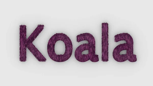 Koala Слово Розовый Белом Фоне Визуализация Пушистых Букв Австралийское Животное — стоковое фото