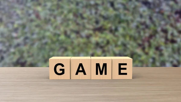 Ξύλινα Κύβους Λέξη Παιχνίδι Στο Τραπέζι Κάθετα Πάνω Θολό Φόντο — Φωτογραφία Αρχείου