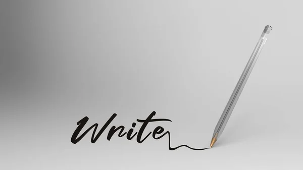 Написать Слово Написанное Каллиграфией Прозрачным Пластиковым Шариковым Ручкой Белый Фон — стоковое фото