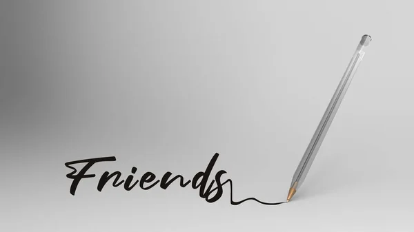 Φίλοι Λέξη Που Γράφτηκε Καλλιγραφία Διαφανές Πλαστικό Στυλό Μπάλα Λευκό — Φωτογραφία Αρχείου