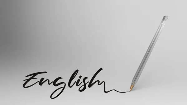English English Word Written Calligraphy Transparent Plastic Ball Pen White — Stock Photo, Image