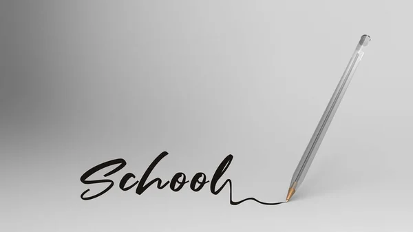 Escuela Palabra Escuela Escrita Con Caligrafía Con Bolígrafo Plástico Transparente — Foto de Stock