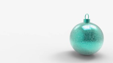 Beyaz arka planda karalama desenli bir Noel güllesi, Noel ağacı için renkli Noel topları, 3D çizim illüstrasyonları, Noel tatili kartı geçmişi, çizgi film çizimleri.