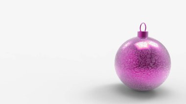 Beyaz arka planda karalama desenli Noel balosu, Noel ağacı için renkli Noel baloları, 3 boyutlu resimleme, Noel tatili kartı geçmişi, çizgi film çizimleri.