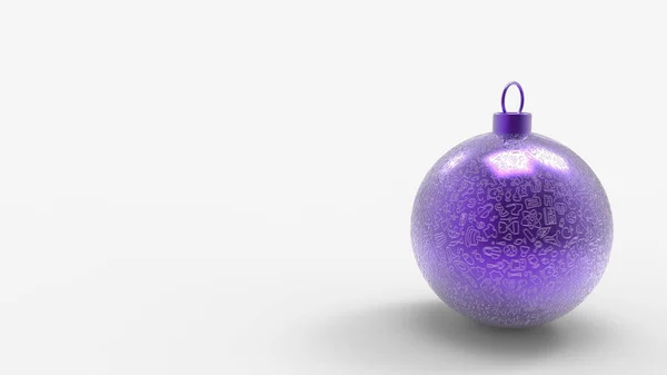 Рождественский Фиолетовый Мяч Рисунком Каракули Белом Фоне Красочные Шары Xmas — стоковое фото