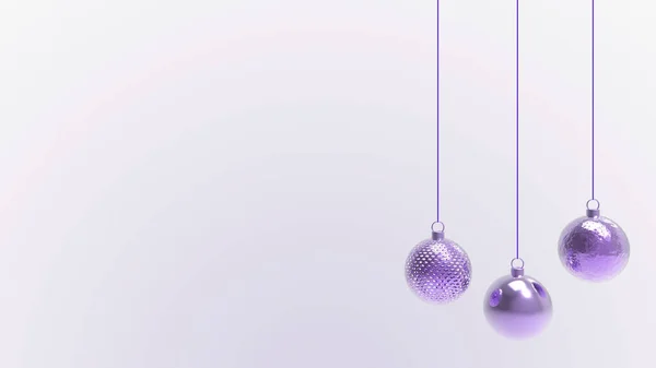 Violet Christmas Balls White Background Colorful Xmas Balls Christmas Tree — Stock Photo, Image