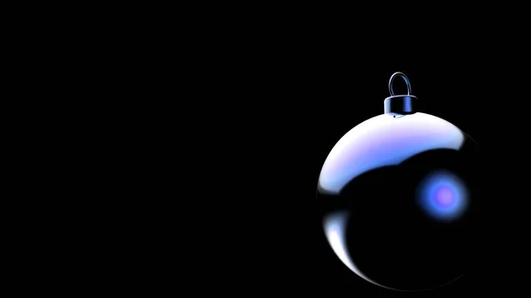 黑色背景上的蓝色球 圣诞树上的彩色圣诞球 3D渲染插图 圣诞贺卡背景 — 图库照片