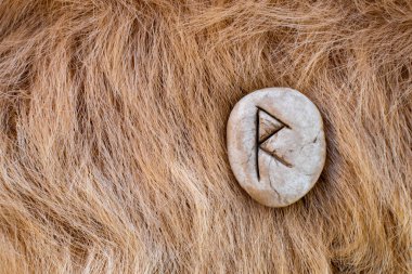 Raido ya da Raidho İskandinav taş mühürü. Viking alfabesinden Raed Harfi.