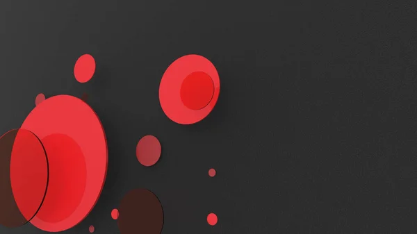 Röd Metall Och Ogenomskinliga Cirklar Och Cylindrar Färgad Bakgrund Abstrakt — Stockfoto