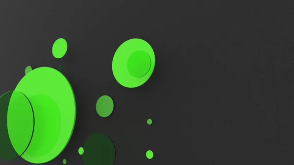 緑色の金属と不透明な円と色の背景にシリンダー 透明ガラスを用いたグラフィックデザインの要約背景 3Dレンダリング図 — ストック写真