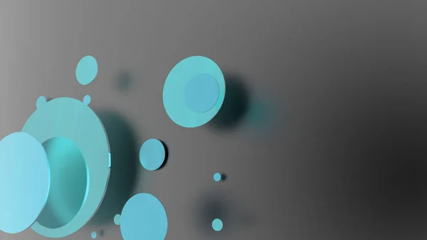 Renkli arka planda gök mavisi ve mat daireler ve silindirler. Şeffaf camlı grafik tasarımı için soyut arkaplan. 3d resimleme