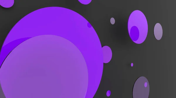 Violettes Metall Und Undurchsichtige Kreise Und Zylinder Auf Farbigem Hintergrund — Stockfoto